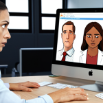 **Prompt:** An algorithm sorting resumes, subtly favoring male candidates over female candidates. The scene is brightly lit, modern office. Focus on the screen and the frustration on the face of a female applicant in the background. Style: Illustration, emphasizing gender bias. Keywords: AI bias, discrimination, recruitment.