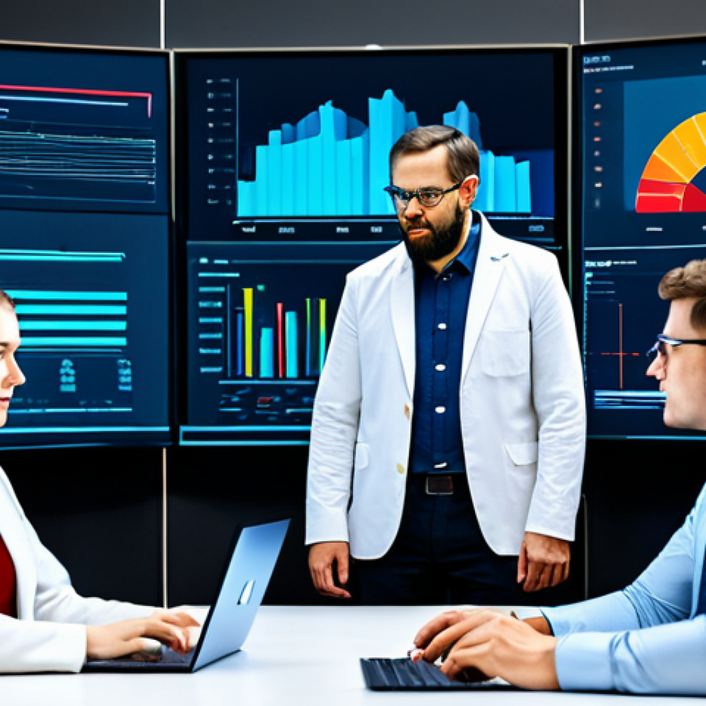 AI Bias Detection Team**
"A diverse team of data scientists, fully clothed in professional attire, working collaboratively in a modern office, analyzing data for bias in an AI algorithm, large screens displaying complex data visualizations, appropriate content, safe for work, perfect anatomy, correct proportions, professional setting, modest, family-friendly."
**