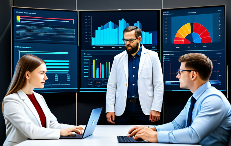 AI Bias Detection Team**
"A diverse team of data scientists, fully clothed in professional attire, working collaboratively in a modern office, analyzing data for bias in an AI algorithm, large screens displaying complex data visualizations, appropriate content, safe for work, perfect anatomy, correct proportions, professional setting, modest, family-friendly."
**