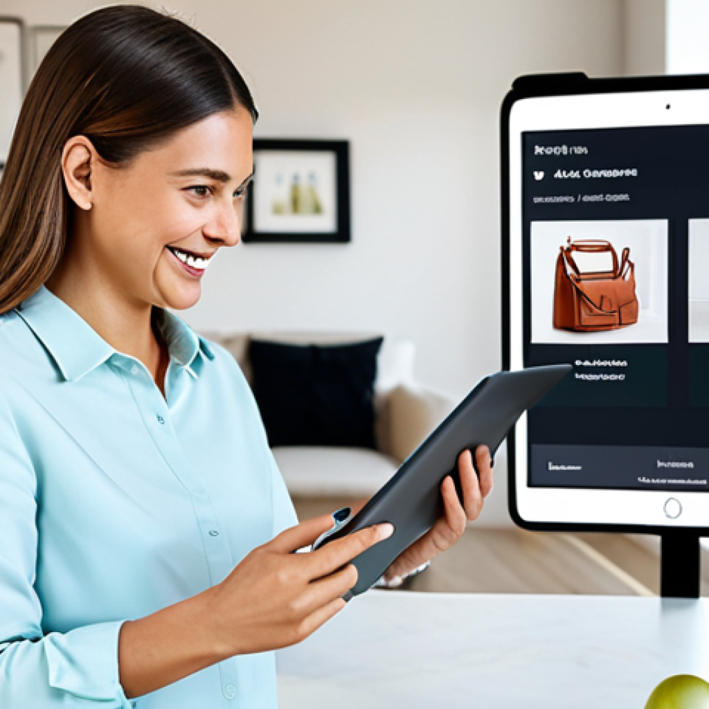 윤리적 AI 개발을 위한 원칙 - AI-Powered Personalized Shopping Experience**
"A modern woman in appropriate attire, browsing an on...
