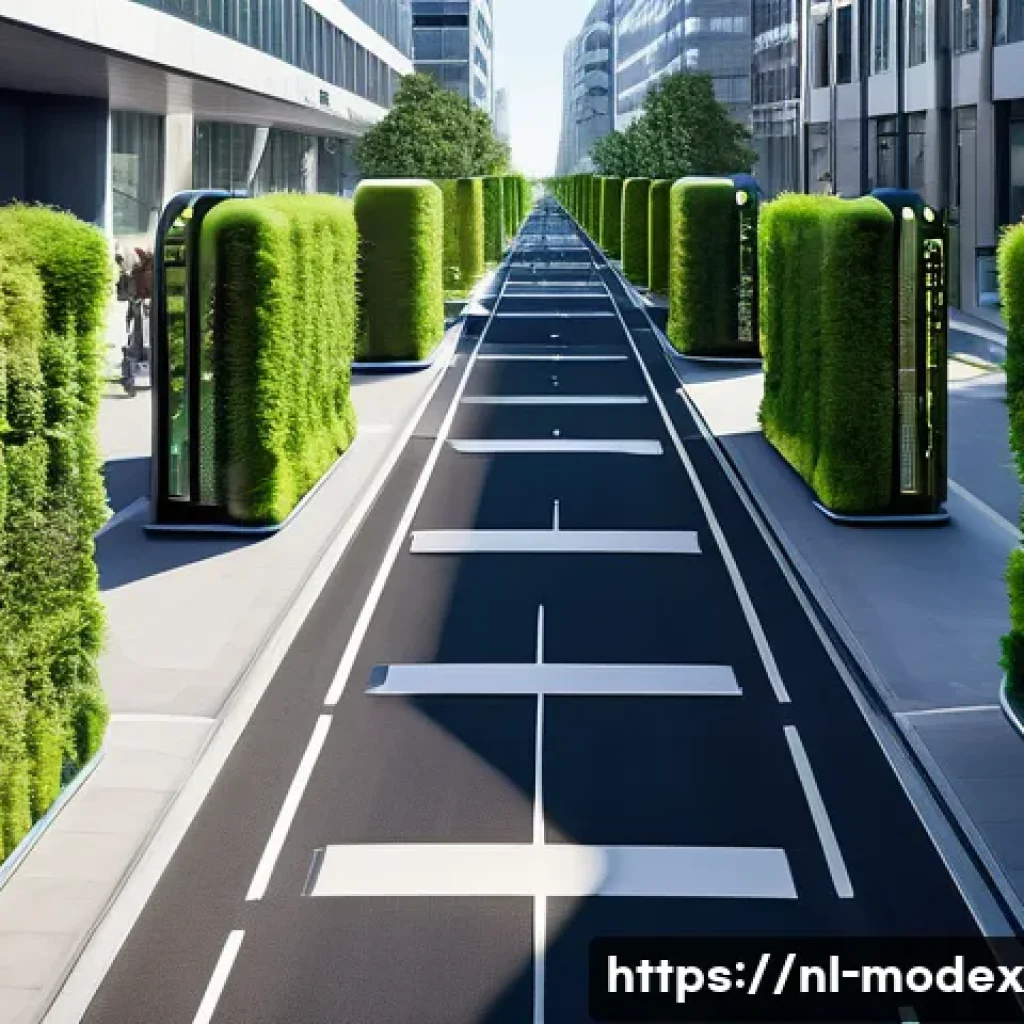 인간 기술 공존의 글로벌 사례 - **Smart City Dutch Urbanism: Efficiency and Green Living**
A wide-angle, hyperrealistic shot of ...