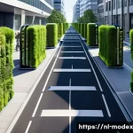 Home 22 인간 기술 공존의 글로벌 사례 - **Smart City Dutch Urbanism: Efficiency and Green Living**
A wide-angle, hyperrealistic shot of ...