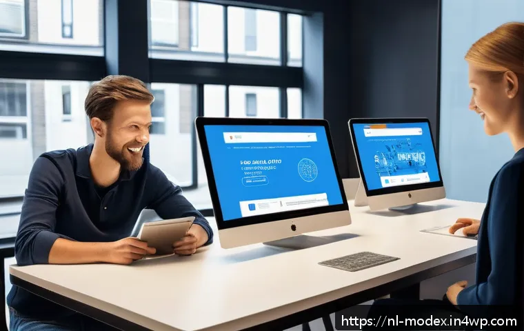 윤리적 기술 디자인 사용자 중심 접근 - A modern digital workspace scene showing a diverse group of Dutch users interacting with a sleek, us...